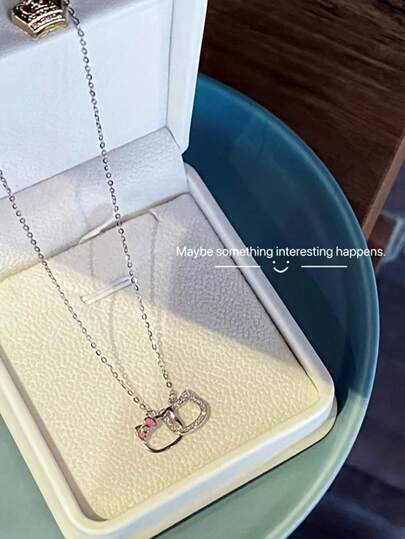 Sanrio 1pc Y2K Jewelry Cute Openable Sanrio Hello Kitty Cat Pendant Necklace For Girls, Student, Birthday Gifts