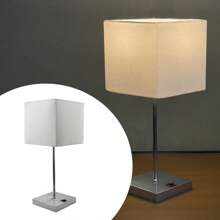 Table Lamp Bedside Lamp Bedroom Brushed Base With Dome Cotton Fabric Bivolt Socket E27 - trắng - Xem 2