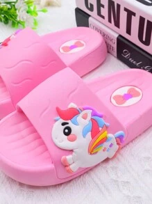New Soft Bottom Children Fashion Slippers, Girls Fashion Slippers, Flat Sandals, Cute Unicorn Design, For Girls, Beach Shoes, Kids & Toddlers, Princess Shoes