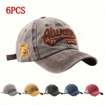 6PCS Letter Broidered  Baseball Cap Men And Women Casual Outdoor Sun Hat For Couples Sports Hat