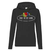 Fruit of the Loom Womens/Ladies Vintage Logo Printed Hooded Hoodie (Black) - 280gsm 80% Cotton/20% Polyester
