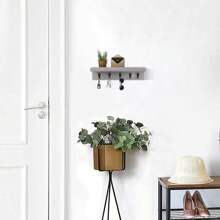 5钩木质钥匙邮件收纳架，壁挂式设计，适用于玄关、走廊、厨房、农舍风格 - 5 Hooks - 查看 8