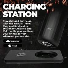 Temperature Controlled Travel Mug | Wireless Charging Flask | Spill Proof Lid | Car Cup Holder Compatible | Black | 355ml - Black1 - View 5