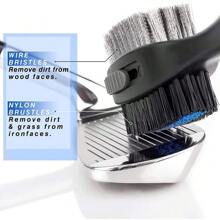 Golf Club Cleaner Brush Oversized Brush Head Double Sided Brush With Spike For Cleaning Club Groove Retractable Zip-Line Clip For Men Women Gift Easy To Use - Blue - View 5