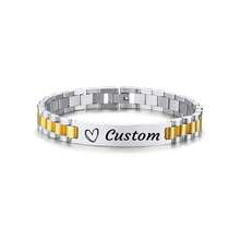 1pc Custom Steel Men's Bracelet, Personalized Watch Strap Name Bracelet For Men Husband Father, Gifts For Him Boyfriend Dad, Anniversary Valentine's Birthday Father's Day Graduation, Black Silver Gold, Vintage, Vacationcore, Personalized Gift - Multicolor - View 17