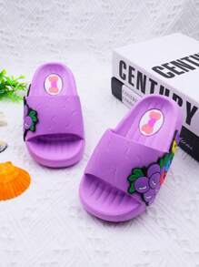 Girls' Fashion Slippers With Cute Fruit Elements, Elegant Princess Style Summer Sandals, Children Indoor/Outdoor Slides