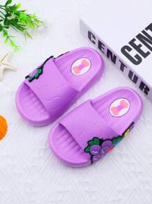 Girls' Fashion Slippers With Cute Fruit Elements, Elegant Princess Style Summer Sandals, Children Indoor/Outdoor Slides