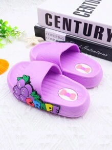 Girls' Fashion Slippers With Cute Fruit Elements, Elegant Princess Style Summer Sandals, Children Indoor/Outdoor Slides