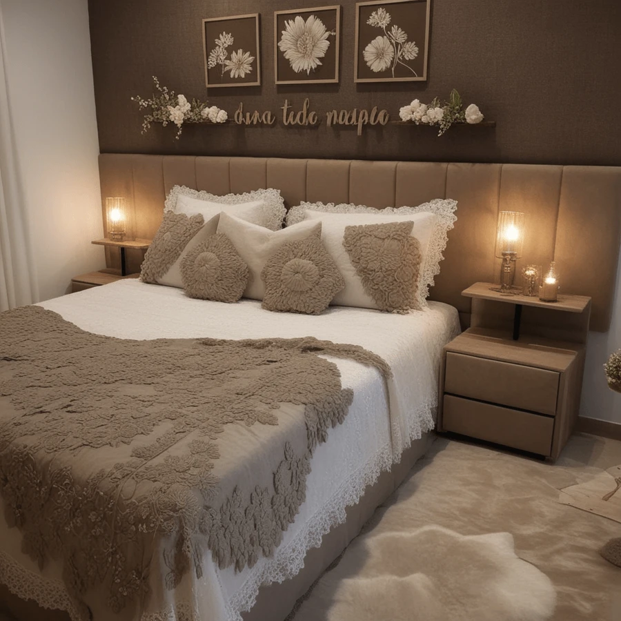 Dubai Modular Headboard Kit For Rectangular Upholstered Box Bed With 20x45 Cm Plate - Mocha Brown - View 1