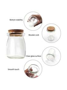 1/2/3/6/9/24 Pcs 100ml Small Pudding Bottle, High Temperature Resistant, Lucky Star Jar, Mini Glass Wishing Bottle, Bath Salt Jar, Facial Mask Jar, Dispenser Jar, Candle Dispenser Bottle, Jewelry Storage Bottle, Golden Bean Collection Bottle, Yogurt Bottle, Cork Jar With Lid, Mousse Cup - Multicolor - View 10