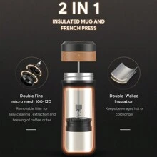 iCafilas 320ml/11oz Portable Coffee Pot French Press Flask Coffee Maker Stainless Steel Insulated Travel Mug With Coffee Plunger Filter Black Outdoor Camping - Black - View 4