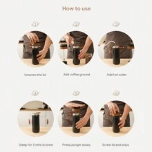 iCafilas 320ml/11oz Portable Coffee Pot French Press Flask Coffee Maker Stainless Steel Insulated Travel Mug With Coffee Plunger Filter Black Outdoor Camping - Black - View 13