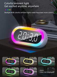 RGB Stylish Bluetooth Alarm Clock, Full-Range High-Volume Speaker, HD LED Display, Long Battery Life Smart Alarm Clock - White - View 7