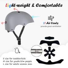 Bike Helmet, Adjustable And Multi-Sport, 3 Sizes - 灰色 - 查看 2