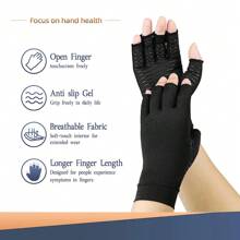1 chiếc găng tay nén hở ngón, găng tay thể thao chống trượt, bảo vệ khớp, unisex, có chấm bi, dùng cho đạp xe, phục hồi chức năng khớp. - màu đen - Xem 3
