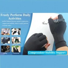 1 chiếc găng tay nén hở ngón, găng tay thể thao chống trượt, bảo vệ khớp, unisex, có chấm bi, dùng cho đạp xe, phục hồi chức năng khớp. - màu đen - Xem 5