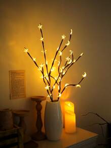 1 pieza Luces en forma de rama multicolor moradas, azules, amarillas y blancas, luces en forma de luna, luces simuladas de rama, luces de decoración de macetas, luces de ambiente, luces de decoración de habitaciones, luces de ambiente de alféizar, regalos de fiesta y vacaciones, guirnaldas de luces de colores, guirnaldas de luces como regalo de vacaciones para padres, abuelos, novias y novios - Multicolor - Ver 1