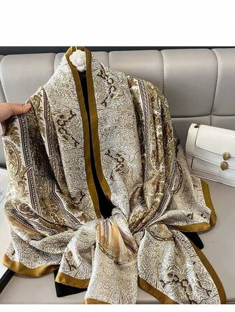 1pc 180*90CM Scarfs Fashion Paisley Cape Bandana Head Wrap Beach Cover Up Sarong Geometric Pattern Flowery Letter Printed Fashion Scarves Long Satin Silk Feeling Large Kerchief Fashion Designer New Elegant Head Wraps Hijab Lightweight Sunscreen Shawls Collection Gift Wedding Bride Bridesmaid Shawl Gifts