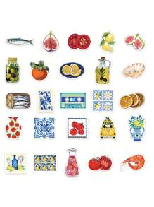 50pcs Mediterranean Style Art Stickers, PVC Material, Gifts, Cartoon Decor, Scrapbooking, Notebook, Laptop, Luggage, Guitar, Water Bottle, Phone Case, DIY Stickers - Multicolor - View 7