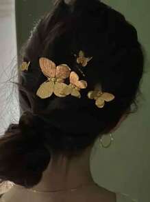 Set de 4 pinzas para el cabello de mariposa de metal dorado elegante y delicado, regalo elegante para el Día de San Valentín, adecuado para peinados casuales y recogidos