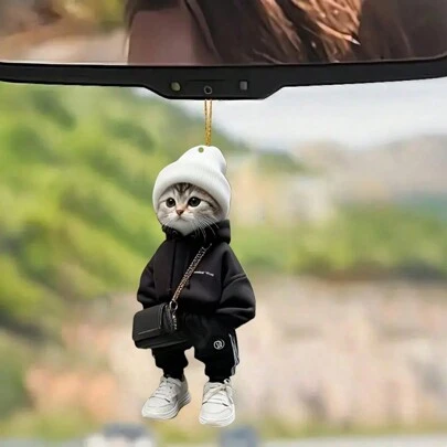 Cute And Stylish Cat Decoration Pendant, Perfect Car And Bag Accessory, Can Be Used As A Backpack Pendant, Car Pendant, For Partner, Family Anniversary, Halloween, Perfect Christmas Gift, 2D Acrylic Flat