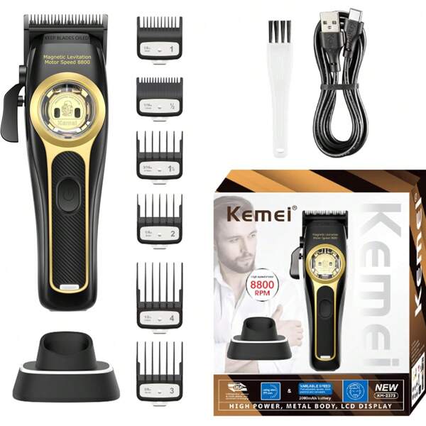 Kemei Kemei Professional Hair Clipper, Magnetic Suspension Motor Hair Trimmer, Rechargeable Docking Station, For Men KM-2373/KM-2268
