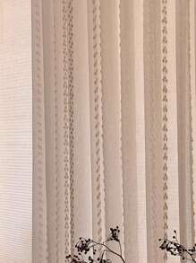 1 件装复古东南亚风格亚麻垂直条纹禅意高端卧室、客厅、阳台窗户薄纱窗帘