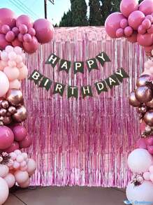 2 Stücke - 1*2m Metallic Folien Fransen Vorhang, Hintergrund Schimmer Quasten Vorhang für Hintergrundwand, Schwarz, Weiß, Gold, Silber, Rot, Pink, Grün, Roségold, Lila, Blau Quaste Vorhang geeignet für Neujahr, Geburtstag, Valentinstag, Hochzeit, Verlobung, Party Hintergrund, Abschluss, Halloween, Junggesellinnenabschied, Jubiläumsdekoration, Erwachsene Satin transparenter Vorhang