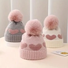 Ba By Bo  Gir Ls Winter Warm Soft Bobble Pom Pom Knitted Hat - Multicolor - View 1