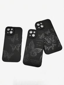 3pcs Black Gothic Style Bowknot Case, "Everything Will Be Alright" Slogan Phone Case, Compatible With IPhone 11/12/13/13 Pro Max/14/14 Pro Max/15/15 Pro Max/16/16 Pro Max Galaxy Phones; Christian Faith Quote "Jesus Loves You, Faith Over Fear, God Will Make A Way" Phone Cases, Particularly Suitable For Christian Believers, Can Be Used As Gifts Or For Personal Use - Multicolor - View 2