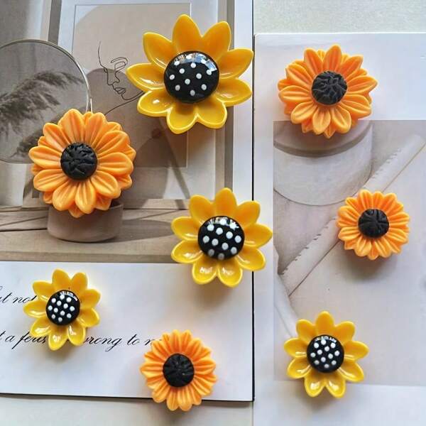 8 piezas de lindos imanes de nevera con diseño de girasoles, aptos para neveras, pizarras de oficina y decoración del hogar