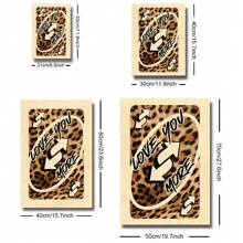 1PC Unframed Love You More Leopard Retro Art Poster Aesthetic Room Dopamine Decor Funky Painting Canvas Print Minimalist Fashion Wall Picture For Dorm, Apartment, Living Room, Bedroom, Modern Home Decoration