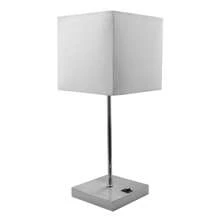 Table Lamp Bedside Lamp Bedroom Brushed Base With Dome Cotton Fabric Bivolt Socket E27 - trắng - Xem 4