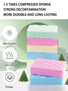 Nano Sponge, Magical Nano Sponge, Colored Nano Sponge, 1.5x Compressed, 2x Compressed, Nano Sponge Magic Wipe For Kitchen Dish Washing, Bathroom, Car Cleaning, Shoe Cleaning, Multi-Use & Durable, Suitable For Various Surfaces Such As Bathtub, Shoes, Floors, Bathrooms, Kitchens, Walls, Deep Cleaning, Classroom Cleaning, Party Cleaning & Maintenance, Stove, Sink, Outdoor Cleaning - White - View 10