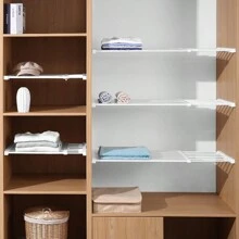 Expandable Multi-Layer Shelf Divider, Kitchen Cabinet Organizer, Bathroom Storage Rack Suitable For Wardrobe, Cabinet, Kitchen, Bathroom, Shoe Cabinet - White - View 6