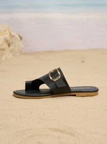 Sandali piatti da donna di moda nuovi per l'estate 2025 - nero - Visualizzare 2