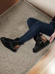 Custom Faux Leather High-Top Sneakers With Personalized Photo And Name, Waterproof Casual Shoes, Unique Gift For Men, Customize Fashion Footwear For Birthdays, Anniversaries, Or Holidays, Comfortable And Stylish Men's Faux Leather Sneakers - Black - View 4