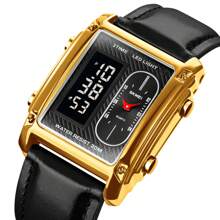 Skmei Montre-bracelet en acier inoxydable pour hommes Skmei 1868, résistante à l'eau 3 ATM, montre numérique en alliage