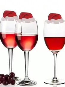 10pcs/Set Christmas Wine Glass Card & Bottle Label, 8 Different Styles & 2pcs Santa Hat & Reindeer Shaped,Christmas Gifts,Merry Christmas - Multicolor - View 5