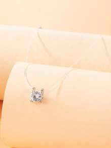 imoli 1 chiếc vòng cổ dây câu cá bằng hợp kim hình trái tim bằng đá Zirconia thời trang và tối giản dành cho phụ nữ, quà tặng ngày lễ tình nhân, mẹ, mẹ, ngày của mẹ, quà tặng - Bạc A27-3 - Xem 7