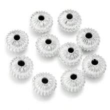 Lot de 30 perles à gros trous en métal plaqué cuivre doré/argenté, style punk rock à la mode, perles en forme de graines de citrouille pour bracelets, colliers, fabrication de bijoux, chaînes de téléphone, porte-clés - Multicolore - Voir 18