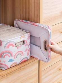 1pc Rainbow Foldable Fabric Bins,Multi-Color Organizers Decorative,Utility Organizing Baskets For Shelves Closet,Room,Home Storage.,Organiser,Organizer,Makeup Organizer,Travel,Room Decor,Room,Rattan Basket,Baskets For Gifts,Black Baskets,Basket,Storage Basket,Storage Box