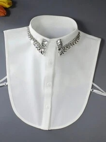 1 pièce col détachable de luxe haute qualité avec strass brillants, accessoire de mode élégant et polyvalent pour blouse, convient pour le printemps, l'été, l'automne et l'hiver
