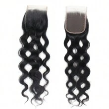 4x4 Natural Wave Transparent HD Lace Closure Human Hair Closure Invisible Lace Human Hair Frontal Closure Human Hair Extensions Pre Plucked Natural Black 22inch Soft