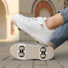 冬季溜冰鞋，适合青少年、学生、成人和情侣，时尚四轮运动鞋，户外运动滑轮鞋，男/女款，可拆卸设计 - 白色 - 查看 9