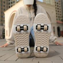 冬季溜冰鞋，适合青少年、学生、成人和情侣，时尚四轮运动鞋，户外运动滑轮鞋，男/女款，可拆卸设计 - 白色 - 查看 7