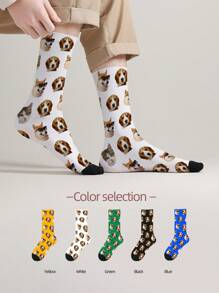 1 Pair Custom Face Socks, Custom Photo Sock, Custom Printed Socks, Personalized Funny Face Socks, Custom Picture Socks, Put Any Face On The Socks, Anniversary Gift Dawg Colorful,Cute,Adorable,Contracted,Funny Custom,Unique,Customized,Personalized Ideal Gifts For Him Boyfriend,Girlfriend,Family,Friends,Grandparents,Children,Her