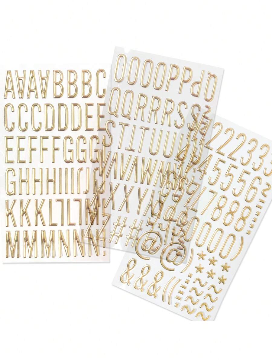 1pc 3D Metallic Embossed Letter Stickers, English Alphabet Stickers For Scrapbooking, Crafts, Journals - Gold - View 1