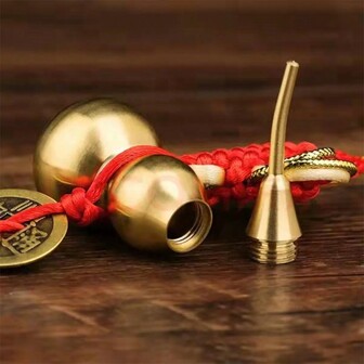 新年铜葫芦五福钱风水挂饰一件，可随身携带、挂在墙上、做钥匙扣、车饰（蝴蝶结款式随机）