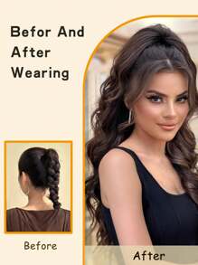 长款水波爪马尾接发黑棕高光金灰色 26 英寸耐热纤维合成马尾假发适合女孩女士派对日常佩戴 - 彩色 - 查看 4